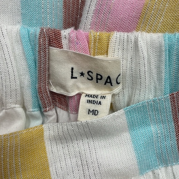 L*Space Bondi Metallic Striped High Rise Elastic Waist Pull-On Maxi Skirt Medium - Picture 8 of 11